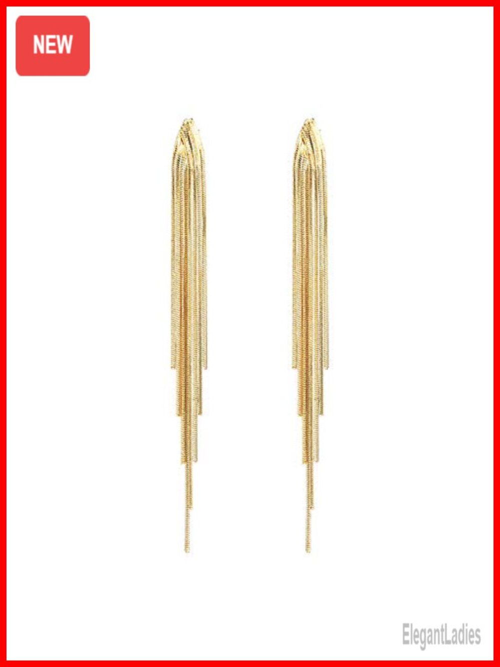 Gold-Tone Chain Tassel Dangle Drop Earrings Punk Disco Party Jewelry